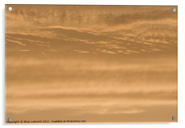 Abstract sky background of deep golden sunset clouds. Full frame Acrylic by Rhys Leonard