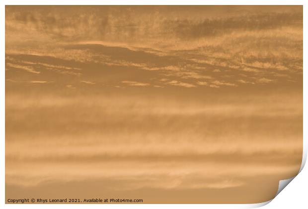 Abstract sky background of deep golden sunset clouds. Full frame Print by Rhys Leonard
