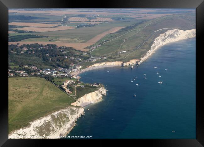 Freshwater Bay IOW from the Air  Framed Print by Sandra Day