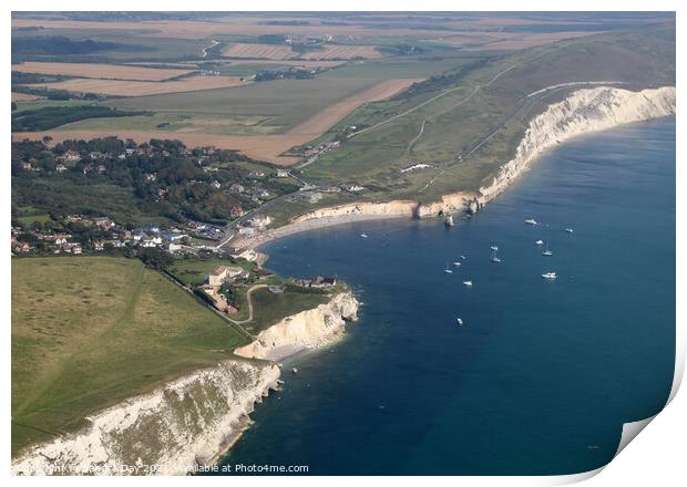 Freshwater Bay IOW from the Air  Print by Sandra Day
