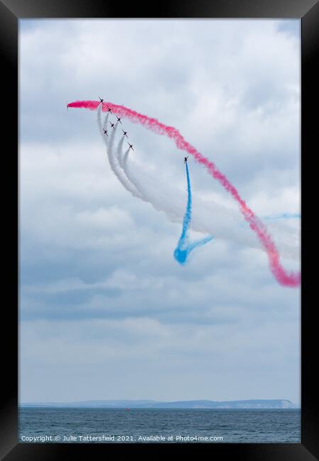 Smoke on for the Red Arrows Framed Print by Julie Tattersfield