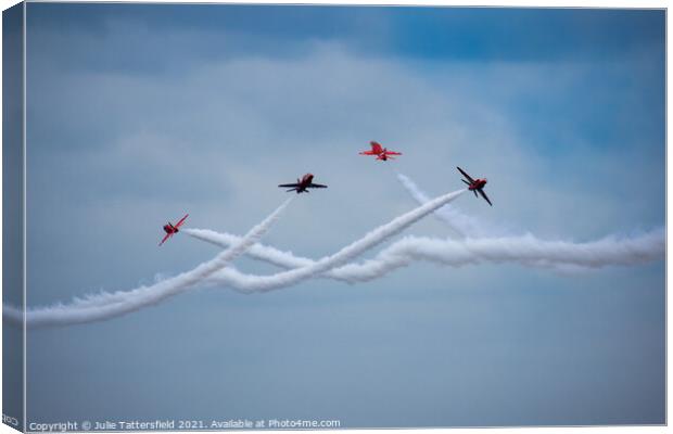 Red Arrows formation Canvas Print by Julie Tattersfield