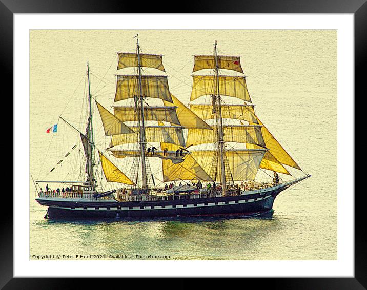 Tall Ship Belam Off Brixham Framed Mounted Print by Peter F Hunt
