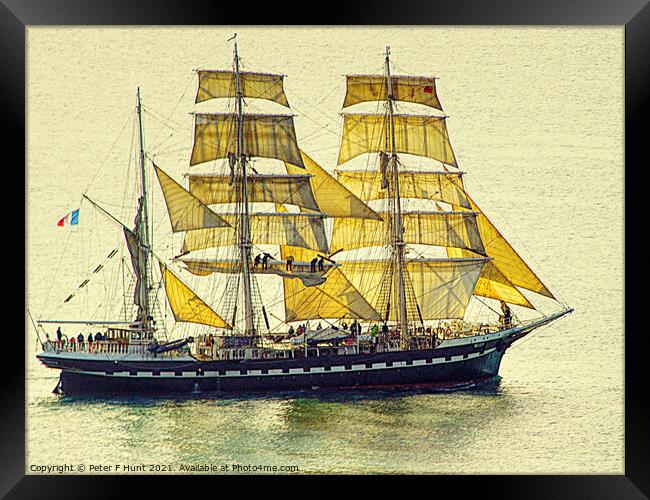 Tall Ship Belam Off Brixham Framed Print by Peter F Hunt