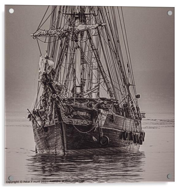 Tres Hombres Coming In To Brixham  Acrylic by Peter F Hunt