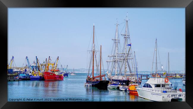 Tall Ships And Trawlers Framed Print by Peter F Hunt