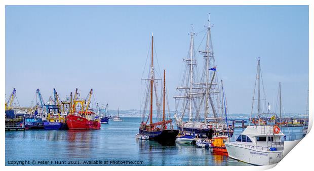 Tall Ships And Trawlers Print by Peter F Hunt