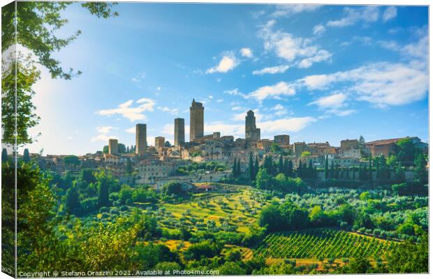 San Gimignano village skyline Canvas Print by Stefano Orazzini