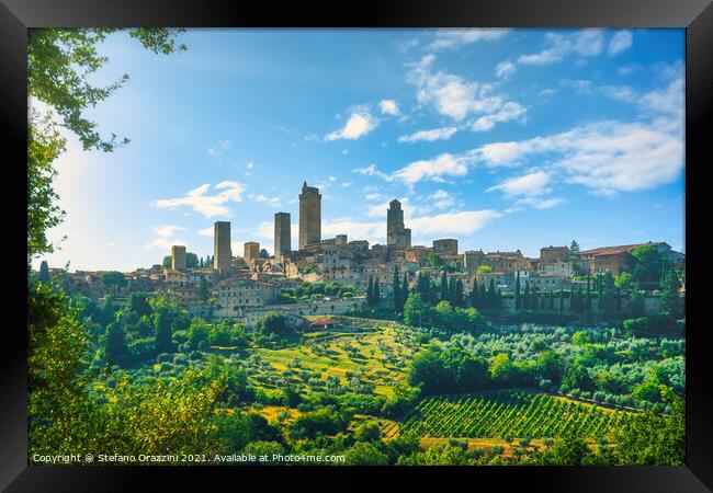 San Gimignano village skyline Framed Print by Stefano Orazzini