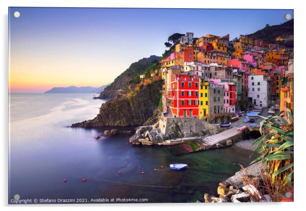 Riomaggiore village, Cinque Terre. Acrylic by Stefano Orazzini