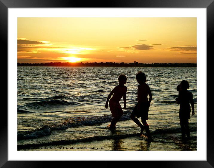 Sunset Silhouettes Framed Mounted Print by Amanda Harris