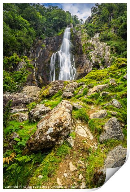 Rhaeadr Fawr Wales Print by Adrian Evans