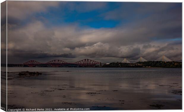 Bridges over the Forth Canvas Print by Richard Perks
