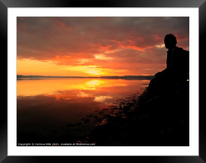Sunset on the River Tay, Dundee Framed Mounted Print by Corinne Mills