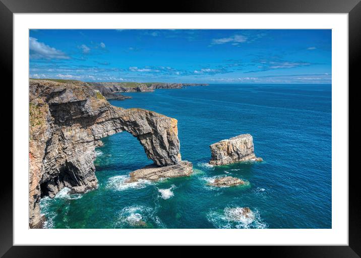 The Green Bridge of Wales - Pembrokeshire Framed Mounted Print by Tracey Turner