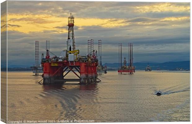 Oil Drilling Platforms at Invergordon on the Cromarty Firth Canvas Print by Martyn Arnold