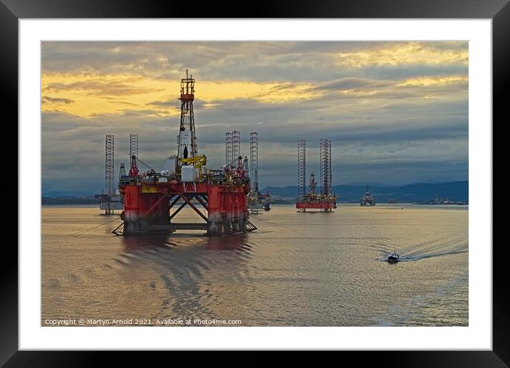 Oil Drilling Platforms at Invergordon on the Cromarty Firth Framed Mounted Print by Martyn Arnold