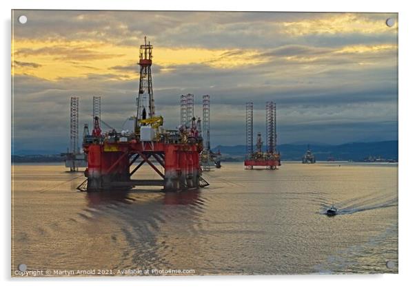 Oil Drilling Platforms at Invergordon on the Cromarty Firth Acrylic by Martyn Arnold