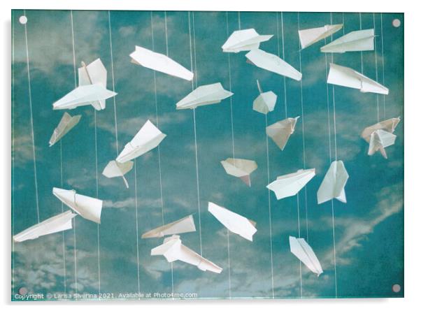 Paper planes Acrylic by Larisa Siverina