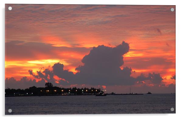 sunset behind island Acrylic by Hassan Najmy