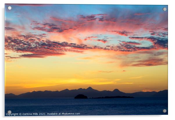 Sunset on Skye across the Minch Acrylic by Corinne Mills