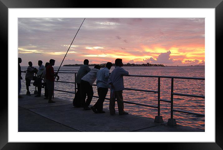 sunset in male' Framed Mounted Print by Hassan Najmy
