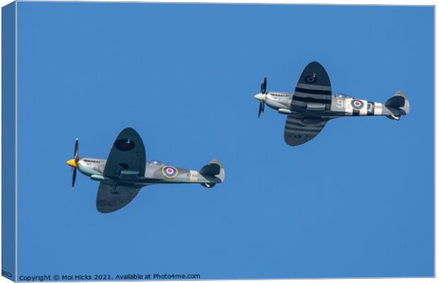 Two Spitfire Canvas Print by Moi Hicks