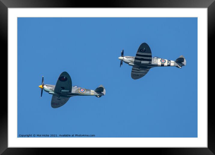 Two Spitfire Framed Mounted Print by Moi Hicks