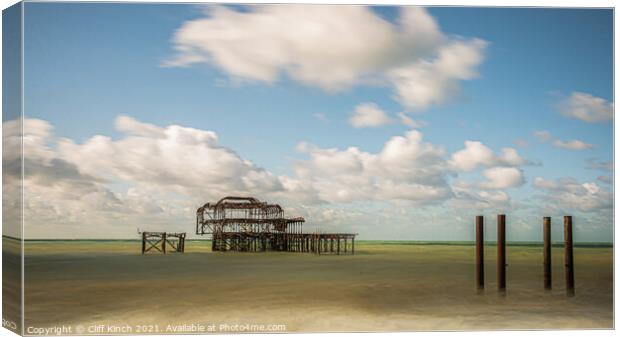 Brighton West Pier long exposure Canvas Print by Cliff Kinch