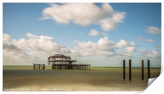 Brighton West Pier long exposure Print by Cliff Kinch