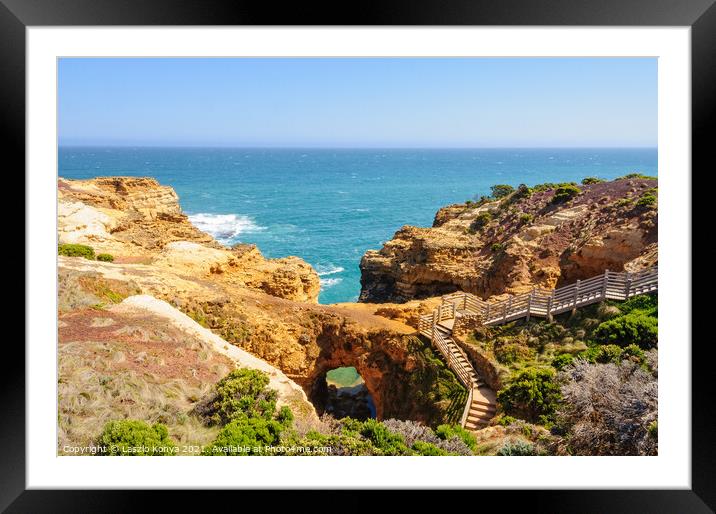 Steps to the Grotto - Port Campbell Framed Mounted Print by Laszlo Konya