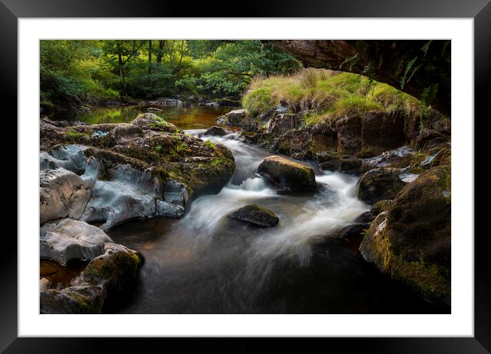 The cascading river Irvon Framed Mounted Print by Leighton Collins