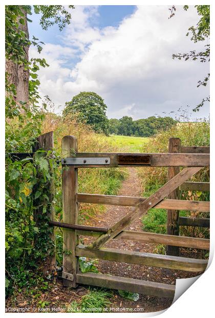 Gate to public footpath  Print by Kevin Hellon