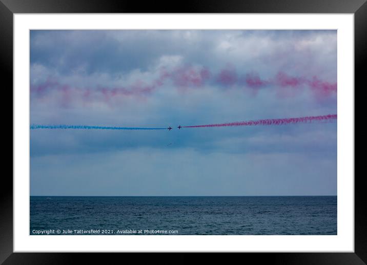 Red Arrows ready for the cross over Framed Mounted Print by Julie Tattersfield