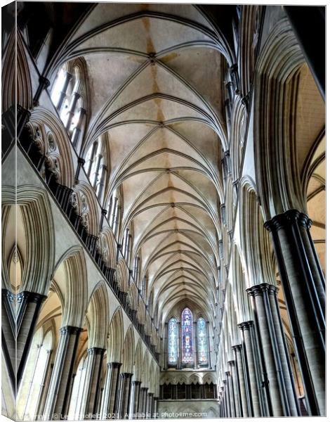 The naves  salisbury cathedral  Canvas Print by Les Schofield