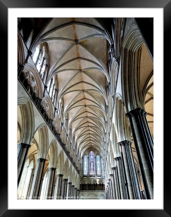 The naves  salisbury cathedral  Framed Mounted Print by Les Schofield