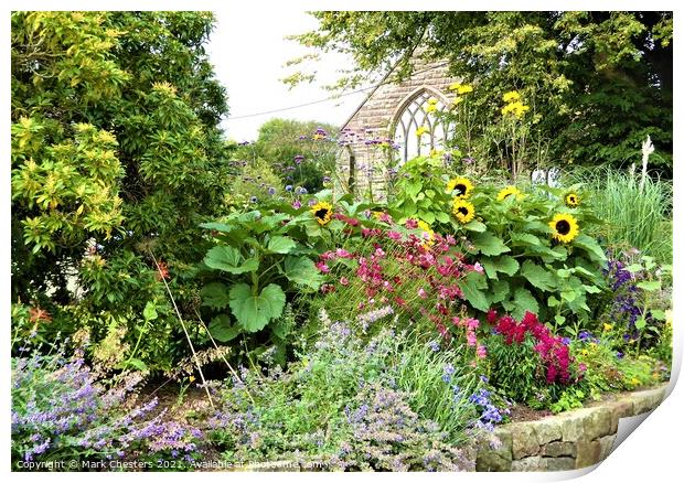 Colourful Cottage Garden Print by Mark Chesters