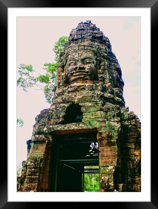 Bayon Temple, Angkor Wat Framed Mounted Print by Arnaud Jacobs