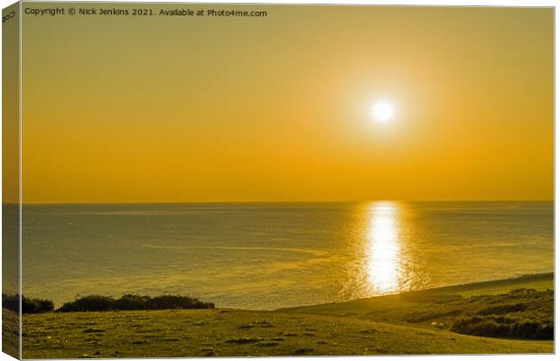 Early evening sun at Ogmore by Sea South Wales  Canvas Print by Nick Jenkins