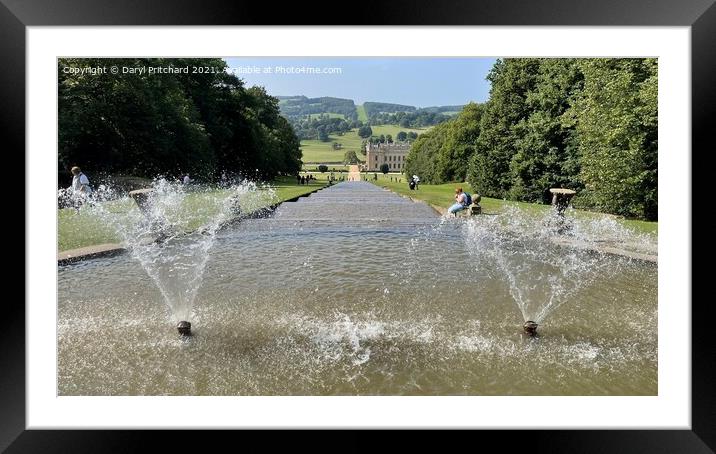 Waterfall chatsworth house Framed Mounted Print by Daryl Pritchard videos