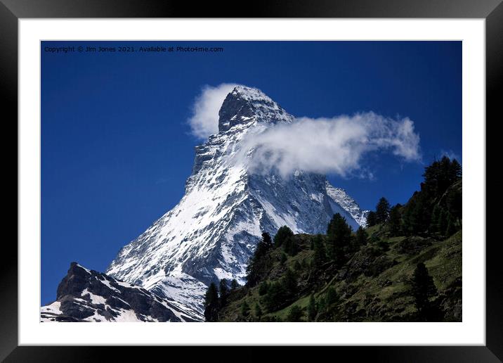 The Matterhorn under a blue sky Framed Mounted Print by Jim Jones