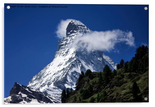 The Matterhorn under a blue sky Acrylic by Jim Jones