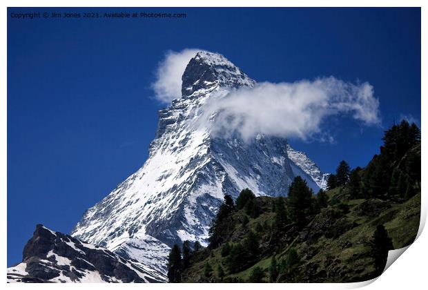The Matterhorn under a blue sky Print by Jim Jones