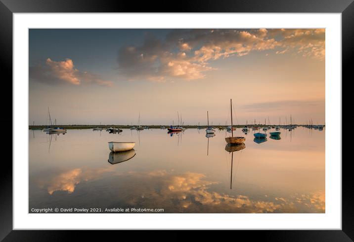 Early Morning Reflections at Brancaster Staithe Framed Mounted Print by David Powley