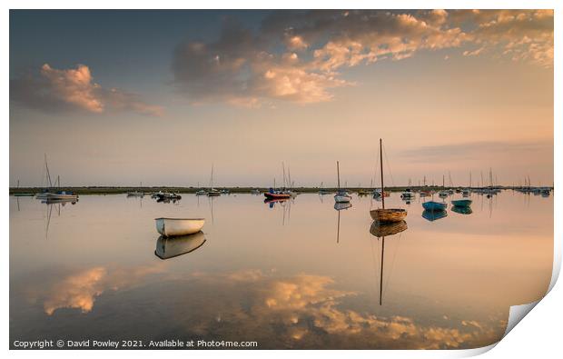 Early Morning Reflections at Brancaster Staithe Print by David Powley