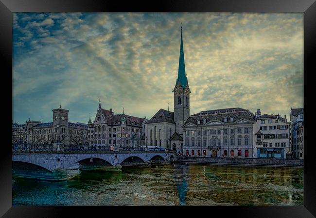 Evening In Zürich Framed Print by Chris Lord