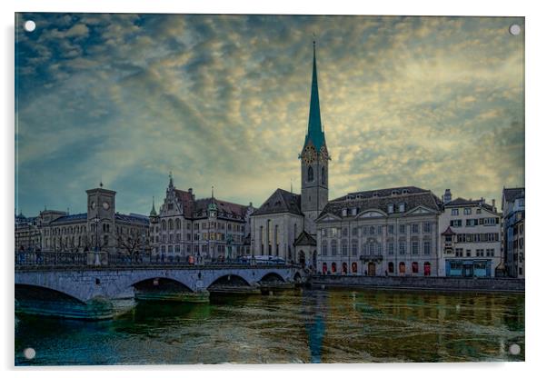Evening In Zürich Acrylic by Chris Lord