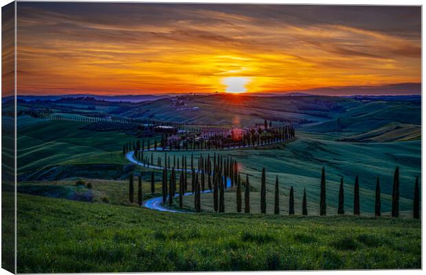 Sunset At The Lovely Val D'Orcia Canvas Print by Chris Lord