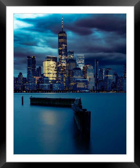 Blue Hour Clouds Over Lower Manhattan  Framed Mounted Print by Chris Lord