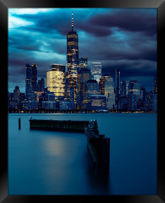 Blue Hour Clouds Over Lower Manhattan  Framed Print by Chris Lord